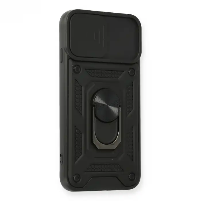 Apple İphone 7 Kılıf Pars Lens Yüzüklü Silikon - Siyah