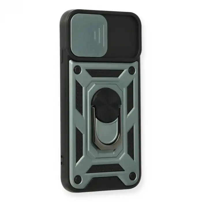 Apple İphone 7 Kılıf Pars Lens Yüzüklü Silikon - Yeşil