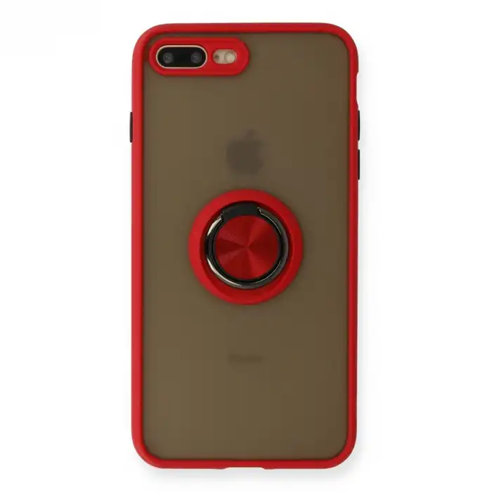 Apple İphone 7 Plus Kılıf Montreal Yüzüklü Silikon Kapak - Kırmızı