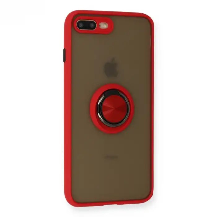 Apple İphone 7 Plus Kılıf Montreal Yüzüklü Silikon Kapak - Kırmızı