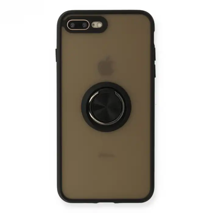Apple İphone 7 Plus Kılıf Montreal Yüzüklü Silikon Kapak - Siyah