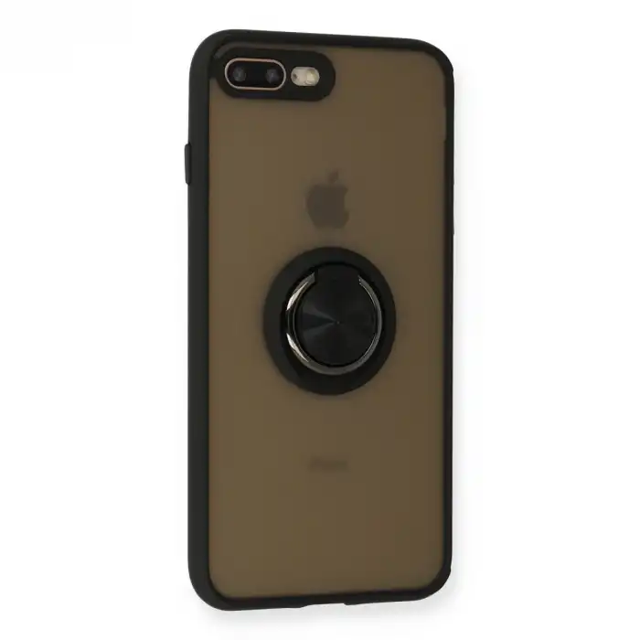 Apple İphone 7 Plus Kılıf Montreal Yüzüklü Silikon Kapak - Siyah