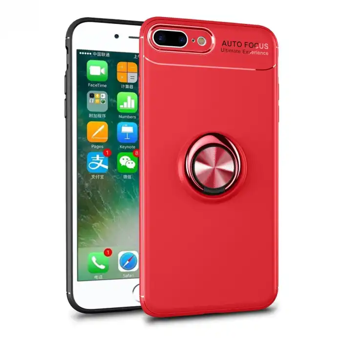 Apple İphone 7 Plus Kılıf Range Yüzüklü Silikon - Kırmızı
