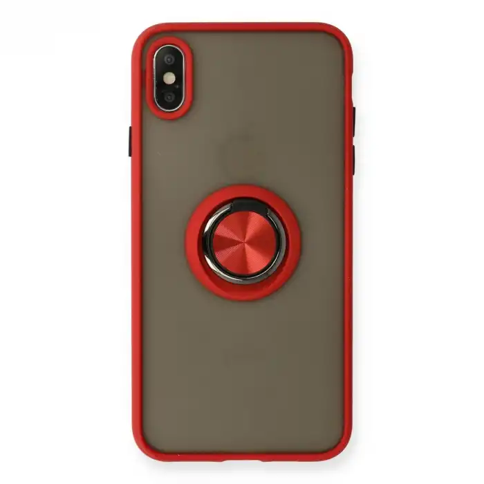 Apple İphone X Kılıf Montreal Yüzüklü Silikon Kapak - Kırmızı