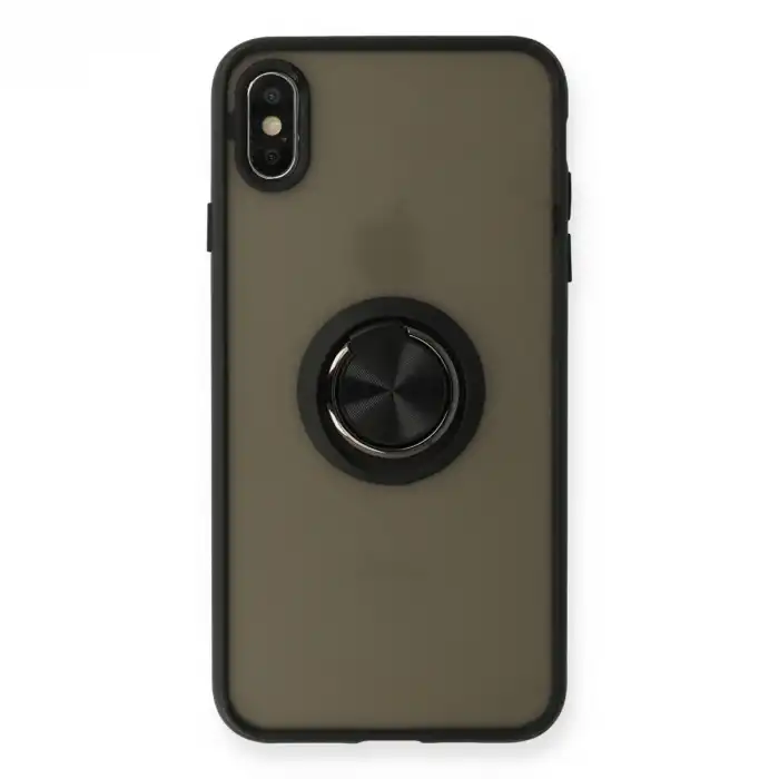 Apple İphone Xs Max Kılıf Montreal Yüzüklü Silikon Kapak - Siyah