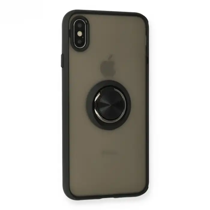 Apple İphone Xs Max Kılıf Montreal Yüzüklü Silikon Kapak - Siyah