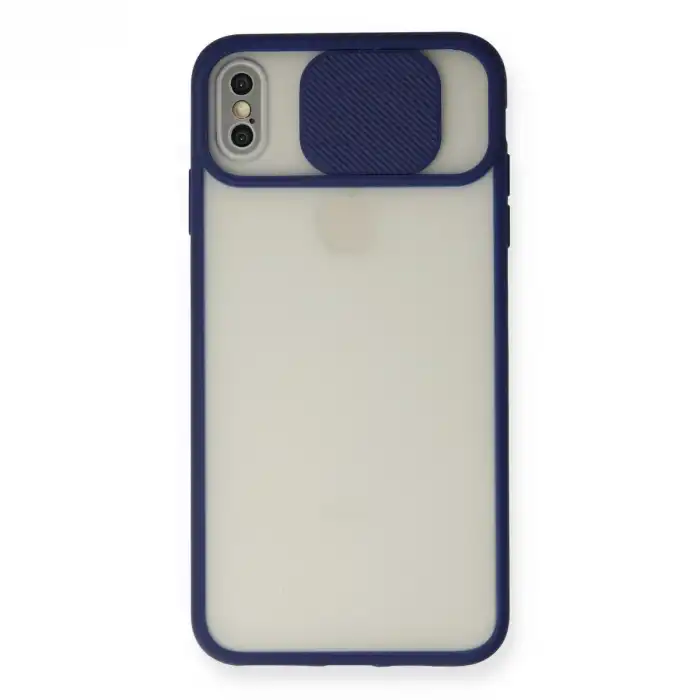 Apple İphone Xs Max Kılıf Palm Buzlu Kamera Sürgülü Silikon - Lacivert