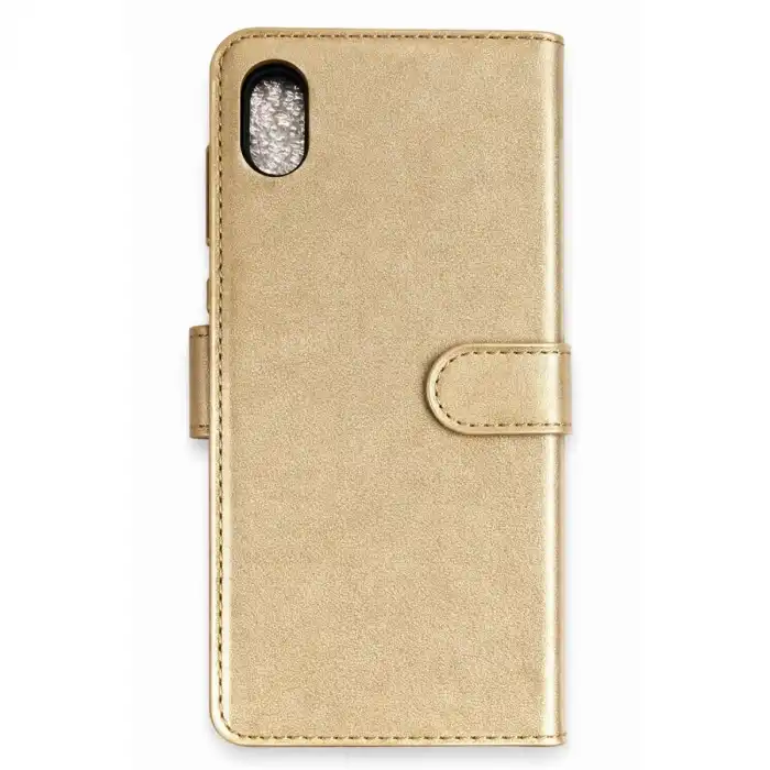 Apple İphone Xs Max Trend S Plus Kapaklı Kılıf - Gold