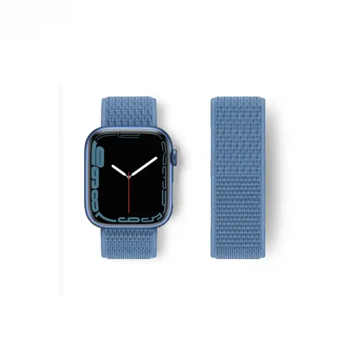 Apple Watch 38mm Hasırlı Cırtcırtlı Kordon (saat Değildir) - Mavi