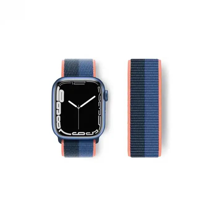 Apple Watch 38mm Hasırlı Cırtcırtlı Kordon - Siyah-mavi