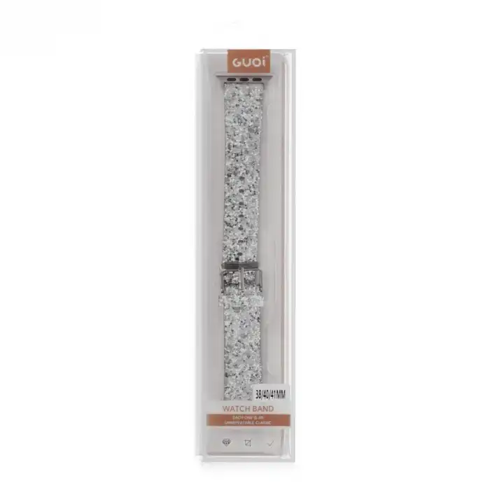 Apple Watch 38mm Ry Taşlı Kordon (saat Değildir) - Gümüş