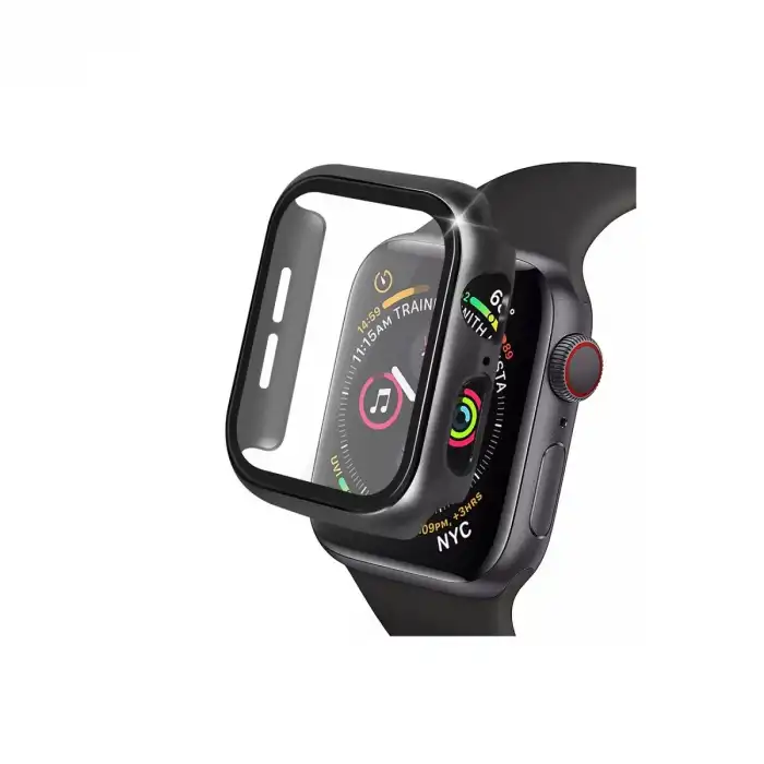 Apple Watch 41mm Camlı Kasa Ekran Koruyucu - Siyah