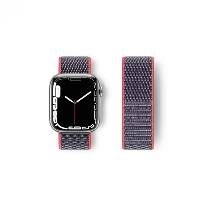 Apple Watch 42mm Hasırlı Cırtcırtlı Kordon - Pembe