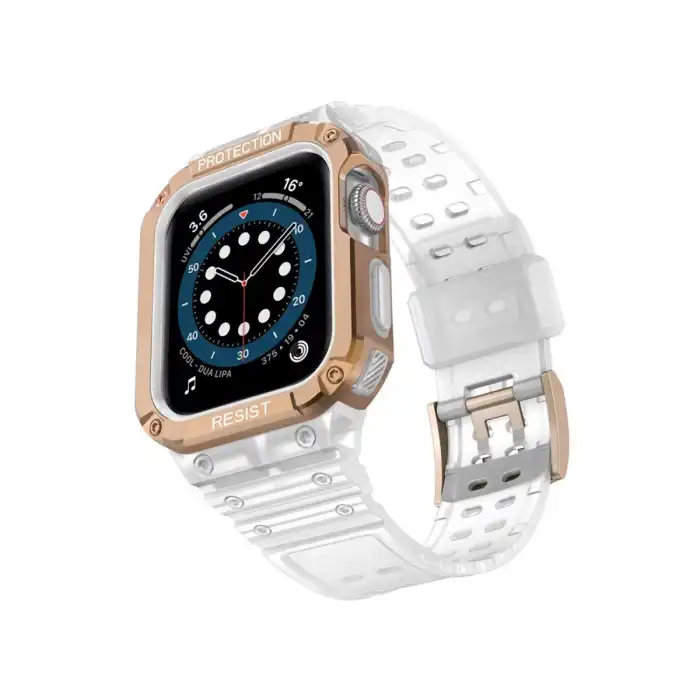 Apple Watch 42mm Kr401 Silikon Kordon - Beyaz-rose