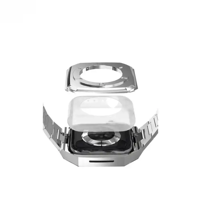 Apple Watch 45mm Metal Petek Kasalı Kordon (saat Değildir) - Gümüş