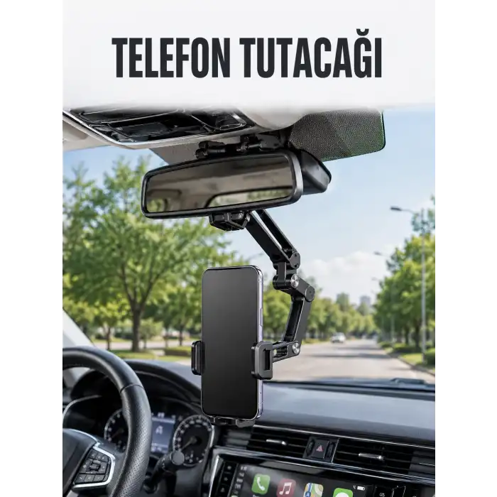Araç Dikiz Aynası Telefon Tutucu Ayarlanabilir Katlanabilir Navigasyon Telefon Standı