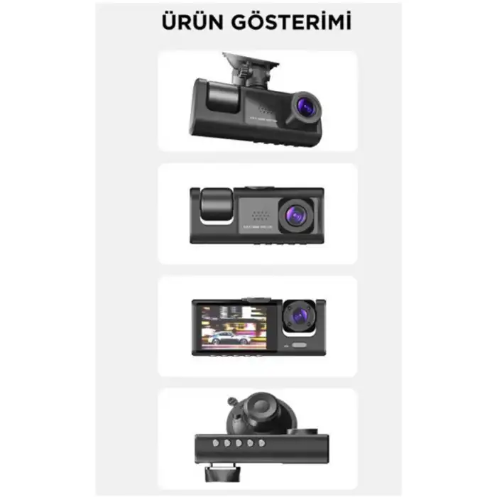Araç İçi 1080p 3 Kameralı Lcd Ekranlı Gece Görüşlü , G-sensör , Geri Görüş Kamera