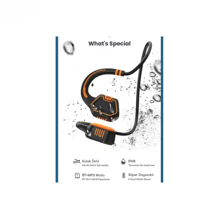 As9 Suya Dayanıklı Bluetooth Kulaklık - Siyah