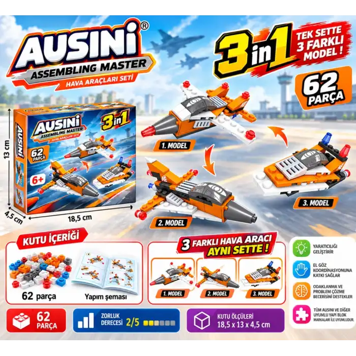 Assembling Master 3 in 1 62 Parça Hava Araçları