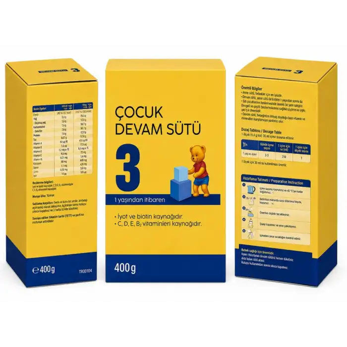 Bebek Devam Sütü 3 400 Gr adet fiyatıdır