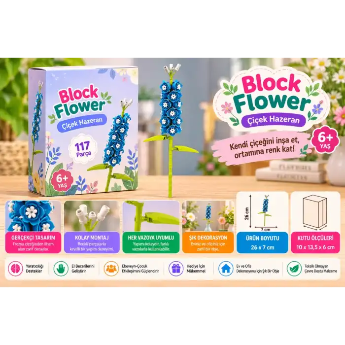 Block Flower 117 Parça Çiçek Hazeran