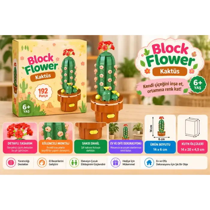Block Flower 192 Parça Kaktüs
