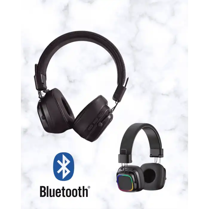 Bluetooth 5.3 Rainbow Işıklı Kulak Üstü Kablosuz Kulaklık Yeni Nesil