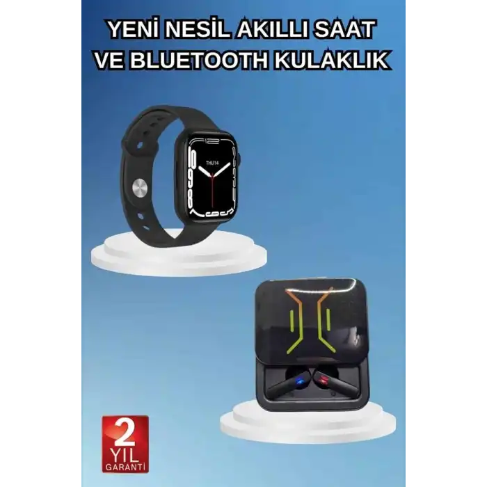 Bluetooth Bağlantılı Kablosuz Kulaklık ve Yeni Nesil Akıllı Saat 5.0 Bluetooth