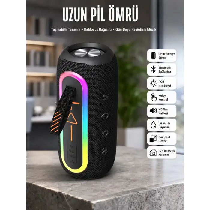 Bluetooth Hoparlör Uzun Pil Ömrü Taşınabilir Yüksek Ses Kaliteli