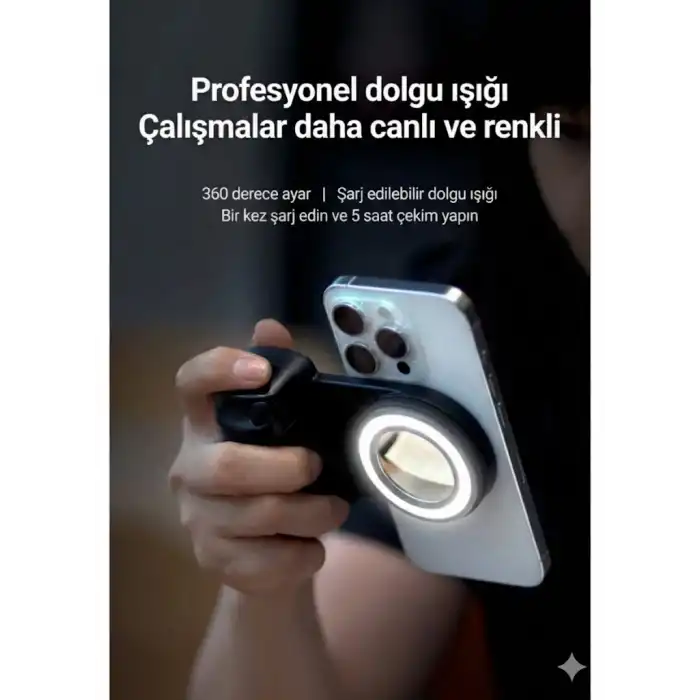 Bluetooth Manyetik Telefon Yapıştırma Kavrama Halka Dolgu Işığı İle Magsafe Selfie Klips