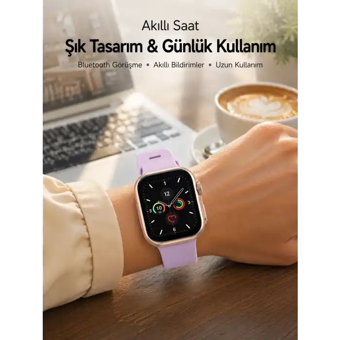Bluetooth Telefon Görüşmesi, Nabız Ölçümü ve Uyku Takibi Özellikli Akıllı Saat
