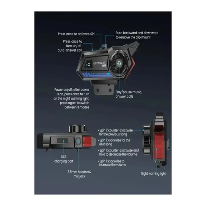 Bt57 Motosiklet Kask Kulaklık Intercom Işıklı Motorsiklet Interkom