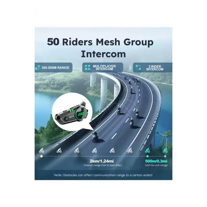 C50 2x Motosiklet Intercom Kask Kulaklık 1000 Mah Rgb Işıklı Çift Eşleşme
