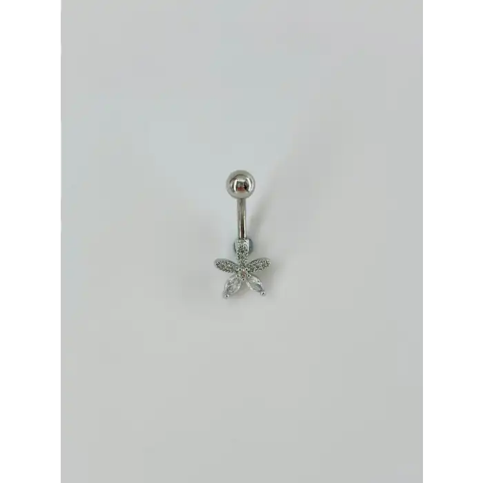 Çiçek Detaylı Göbek Piercing