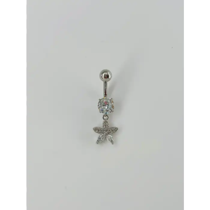 Çiçek Detaylı Göbek Piercing