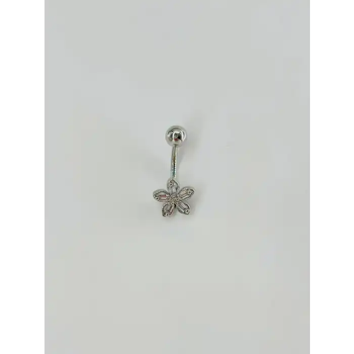 Çiçek Detaylı Göbek Piercing
