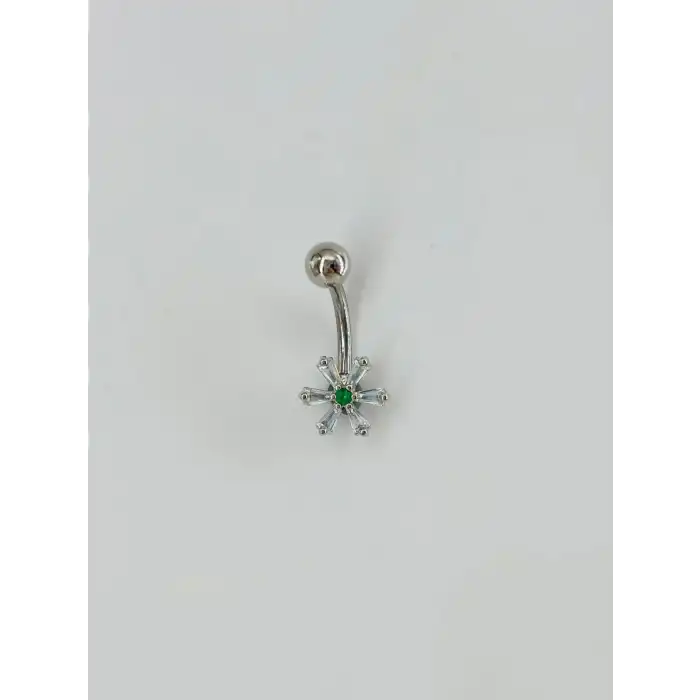 Çiçek Detaylı Göbek Piercing