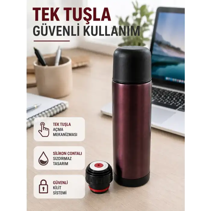 Çift Katmanlı Vakumlu Termos Ofis Araç Kamp İçin Paslanmaz Çelik Termos
