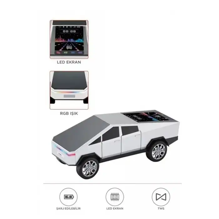 D68 Cyber Model Araba Tasarımlı Bluetooth Hoparlör 15w Güçlü Ses Rgb Led /tws/usb Beyaz
