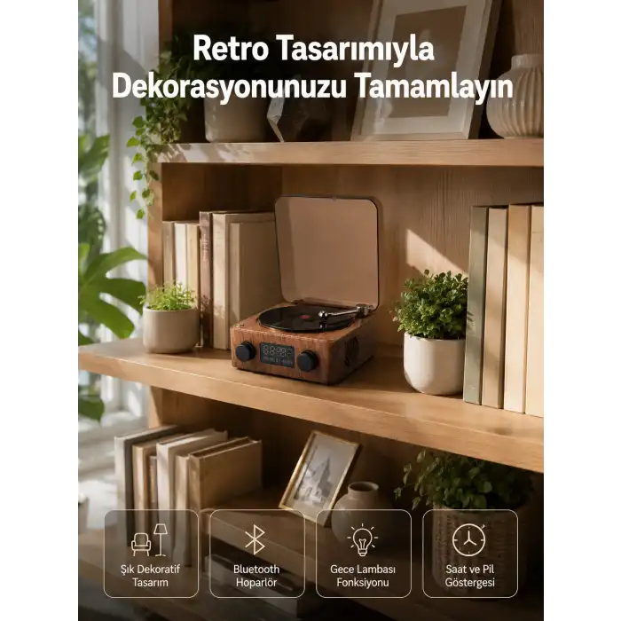Dekoratif Gece Işıklı Bluetooth Hoparlör – Saatli Tasarım Yeni Nesil