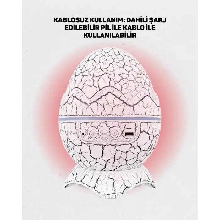 Dinozor Yumurtası Galaksi Projektör Gece Lambası 4ü 1 Arada – Bluetooth Hoparlörlü