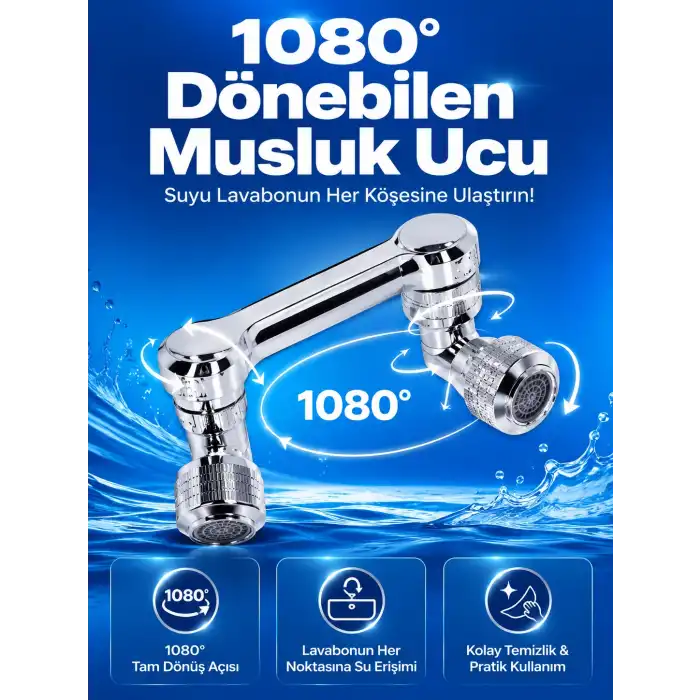 Döndürülebilir Musluk Mutfak Banyo Musluk Ucu Başlığı 4 Filtreli