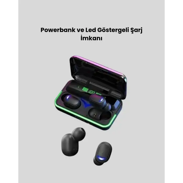 E10 Kablosuz Bluetooth Kulaklık – 3D Ses, Powerbank Şarj Kutusu