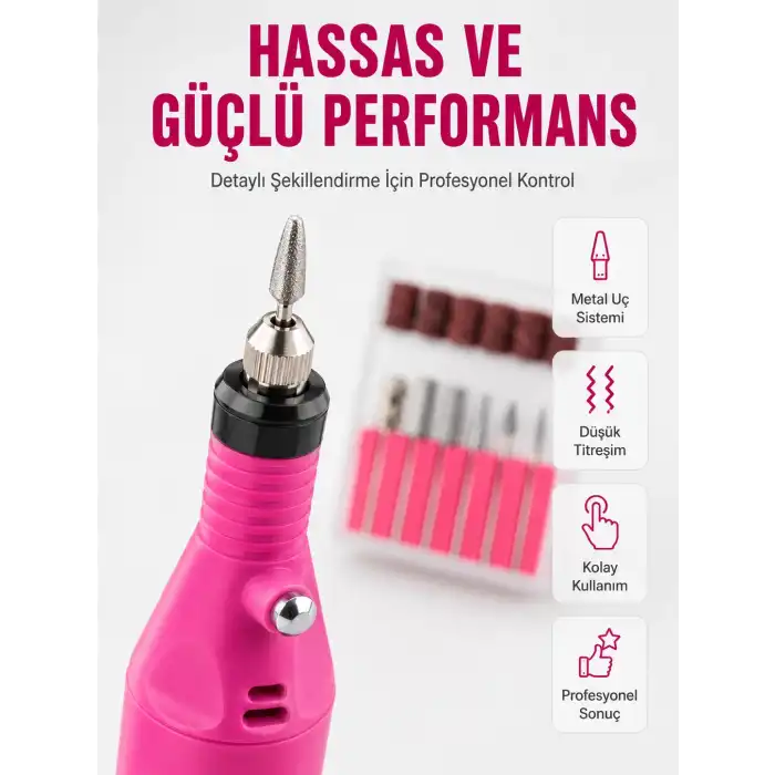 Elektrikli Manikür Pedikür Törpü Seti 6 Başlıklı Yeni Nesil