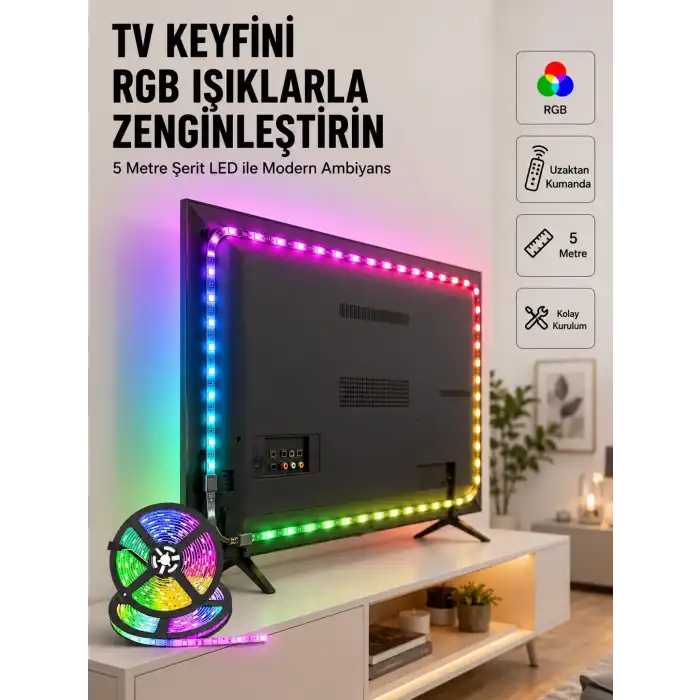 Enerji Tasarruflu RGB Şerit LED 5 Metre