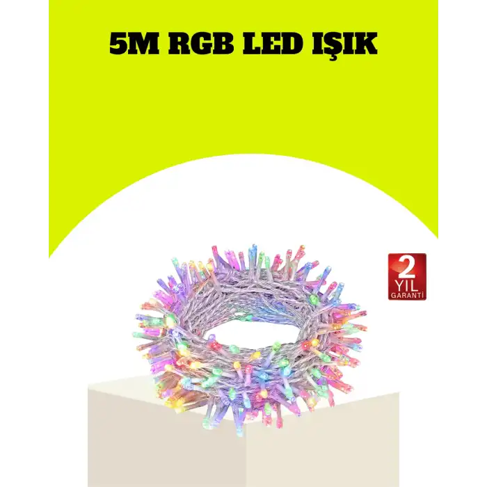 Enerji Tasarruflu Şeffaf Kablo 5 m 50 LED Dekor Işık