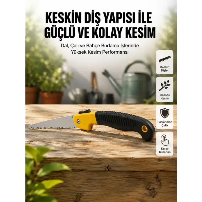 Ergonomik Saplı Katlanabilir Budama Testeresi
