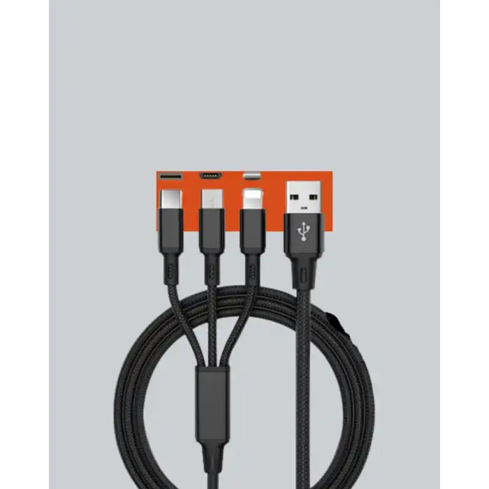 Evrensel 3 Başlıklı Şarj Kablosu – iPhone Huawei Samsung İçin