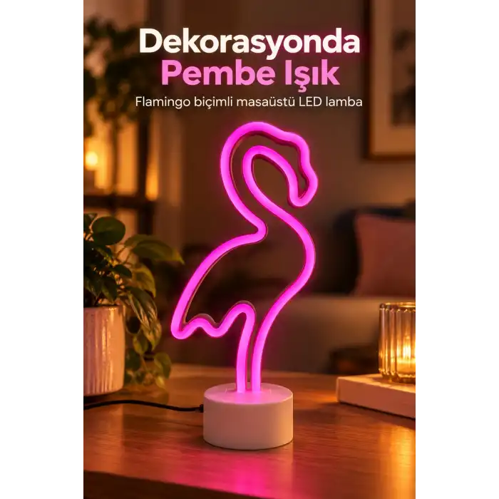 Flamingo LED Lamba Pembe Işıklı USB ve Pilli