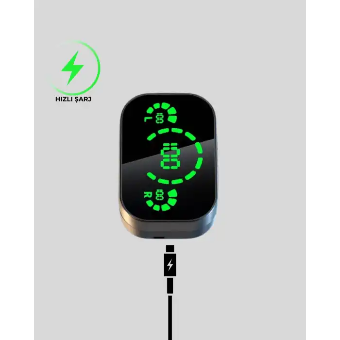 Gerçek Kablosuz Kulaklık – Bluetooth 5.0, Şarj Kutulu, Parmak İzi Kontrollü